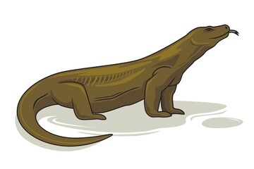 Komodo Dragon Cartoon Cute Animals Illustration