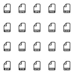 File and Formats Icon Set - Grey Version