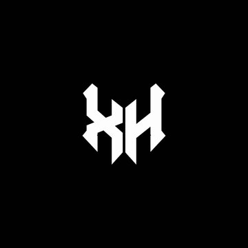 xh logo monogram with shield shape design template