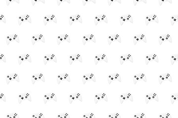 Seamless background from game controllers in bright colors. For packaging gamepads, wallpapers, printing booklets or covers on the theme of home-based computer entertainment.