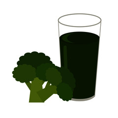 Broccoli smoothie juice in glass isolated on white. Vector illustration.