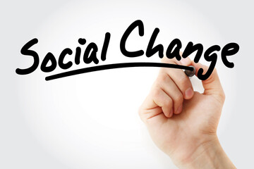 Hand writing Social Change with marker, concept background