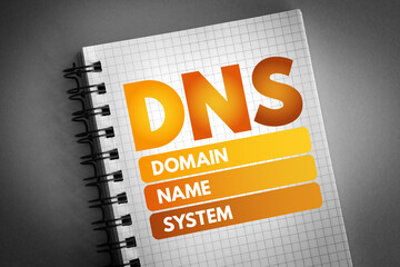 DNS - Domain Name System acronym, internet concept background