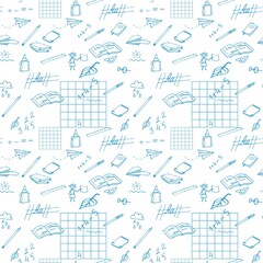 back to school on white background seamless pattern