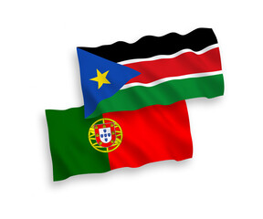 Flags of Portugal and Republic of South Sudan on a white background