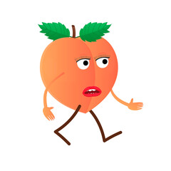 Peach. Peach character, vector illustration