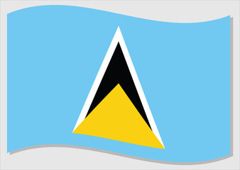 Waving flag of Saint Lucia vector graphic. Waving Saint Lucian flag illustration. Saint Lucia country flag wavin in the wind is a symbol of freedom and independence.