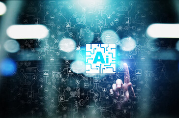 AI Artificial intelligence, Machine learning, Big data analysis and automation technology in business and industrial