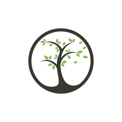 Tree logo design. Minimalist green tree logo symbol. 