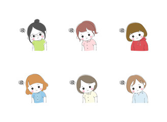 若い女性の表情バリエーション