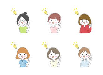 若い女性の表情バリエーション