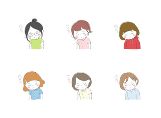 若い女性の表情バリエーション