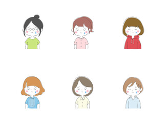 若い女性の表情バリエーション