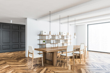 White and grey dining room corner