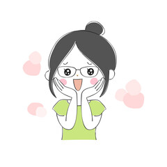 若い女性の表情バリエーション