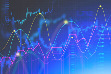 Futuristic financial interface and stock chart
