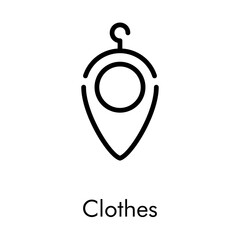 Concepto tienda de ropa. Logotipo lineal con texto Clothes Shop en puntero en color negro