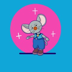vector illustration of mouse icon. mouse confused when greeting. the concept of the animal logo. flat cartoon animal style.mascot mouse.