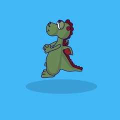 vector illustration of dragon. flat design icon naga. cute stylish sport.mascot cute dragon. wallpaper