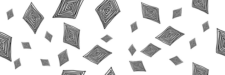 vector illustration, black and white seamless pattern of rhombuses of different sizes