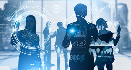 Business team working with infographic interface