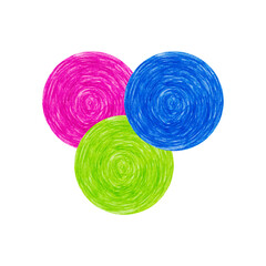 Circle drawn by color pencil isolate background.