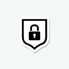 Lock shield sticker icon isolated on gray background