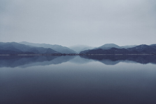 Rainny Day Lake Reflection