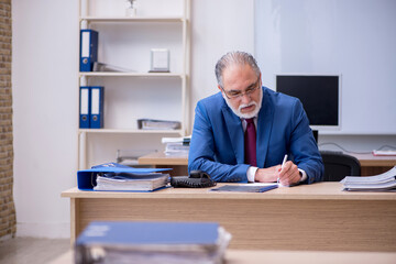 Old male boss employee working in the office