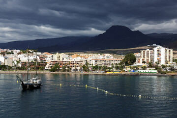 Fototapeta na wymiar Harbour of Los Cristianos in Tenerife, Canary Islands, Spain