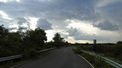 storm clouds over the road
