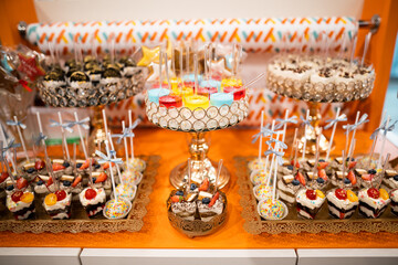 delicious sweet dessert candy bar on celebration.