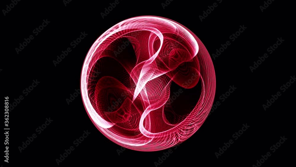 Poster abstract sci-fi red fantasy futuristic energy wire mesh ball seamless loop isolated on black backgro