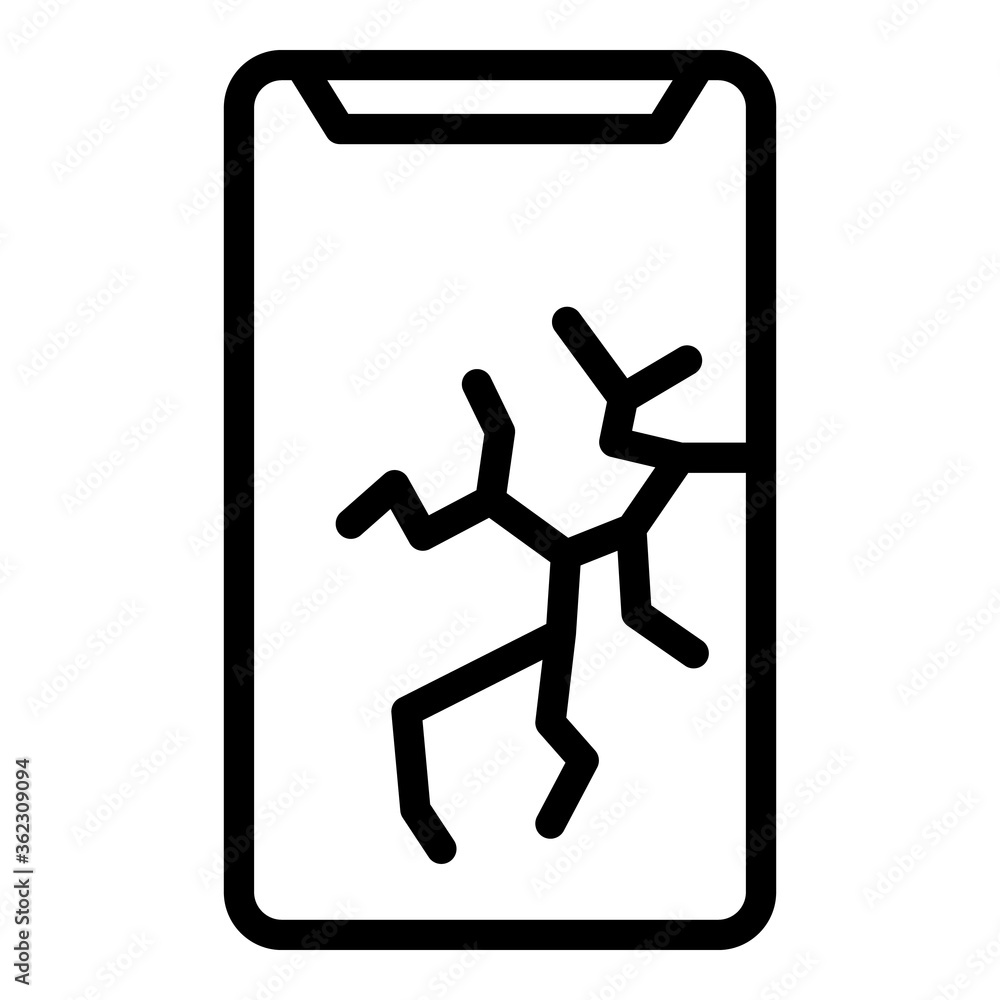 Poster broken screen icon. outline broken screen vector icon for web design isolated on white background