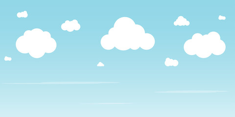 Landscape blue sky and white clouds on sunny day.Cartoon concetp.