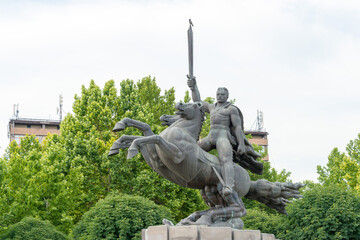 Zoravar Andranik Statue at Saint Gregory The Illuminator Cathedral. a famous tourist spot in Yerevan, Armenia.