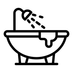 Leaking bathtub icon. Outline leaking bathtub vector icon for web design isolated on white background