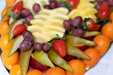 delicious fruit buffet beautifully decorated on a plate