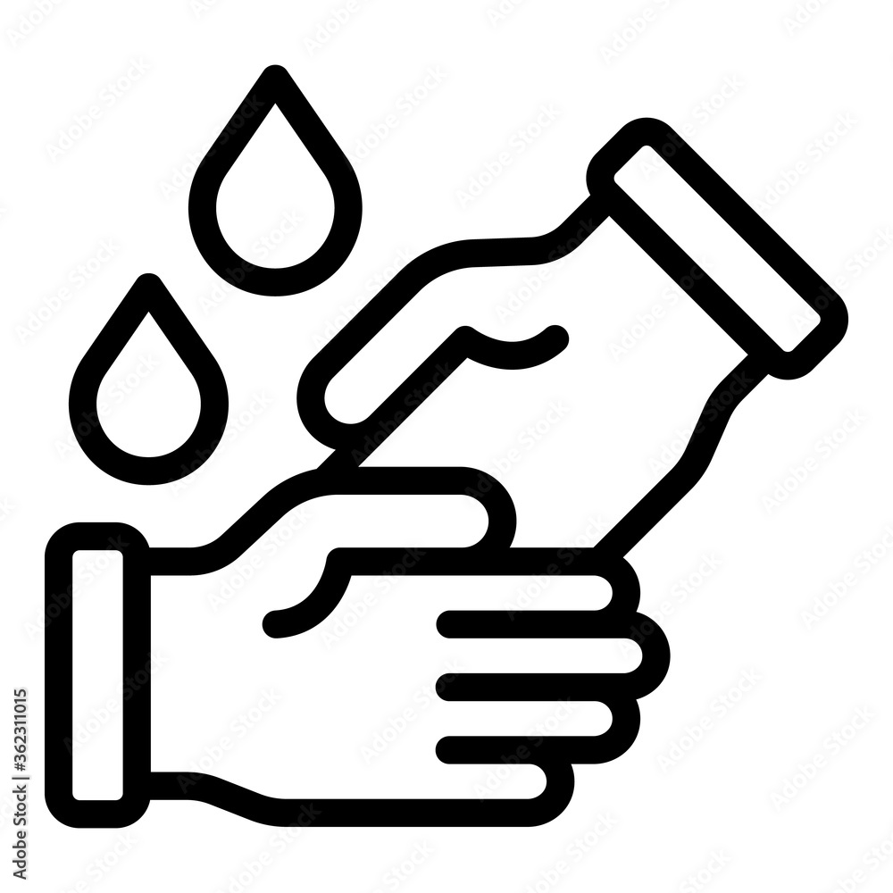 Aufkleber drops hands icon. outline drops hands vector icon for web design isolated on white background