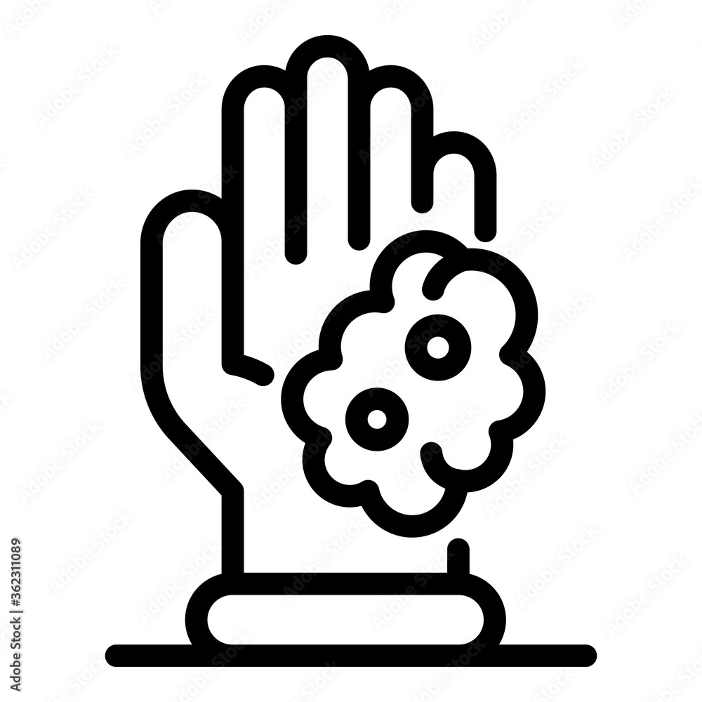 Poster foam on palm icon. outline foam on palm vector icon for web design isolated on white background