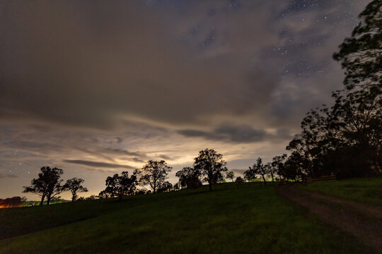 Rural Countryside Stars and Clouds