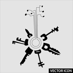 Obraz premium graphic symbol of a bunch of old and electronic keys