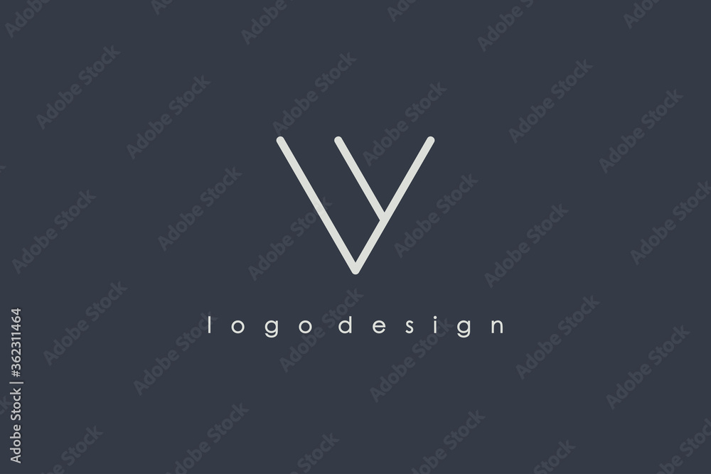 Poster abstract initial letter v and y linked logo. white geometric line style isolated on black background