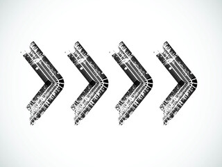 Vector Print Textured Tire Track . arrow Design Element . Car tread silhouette . Mud splash grunge texture