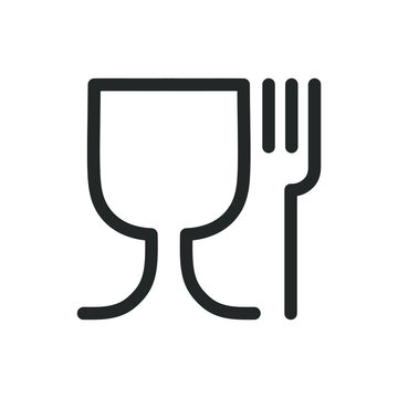 Food safe vector icon sign. Food grade material wine glass and fork symbol logo. Vector illustration image. Isolated on white background.