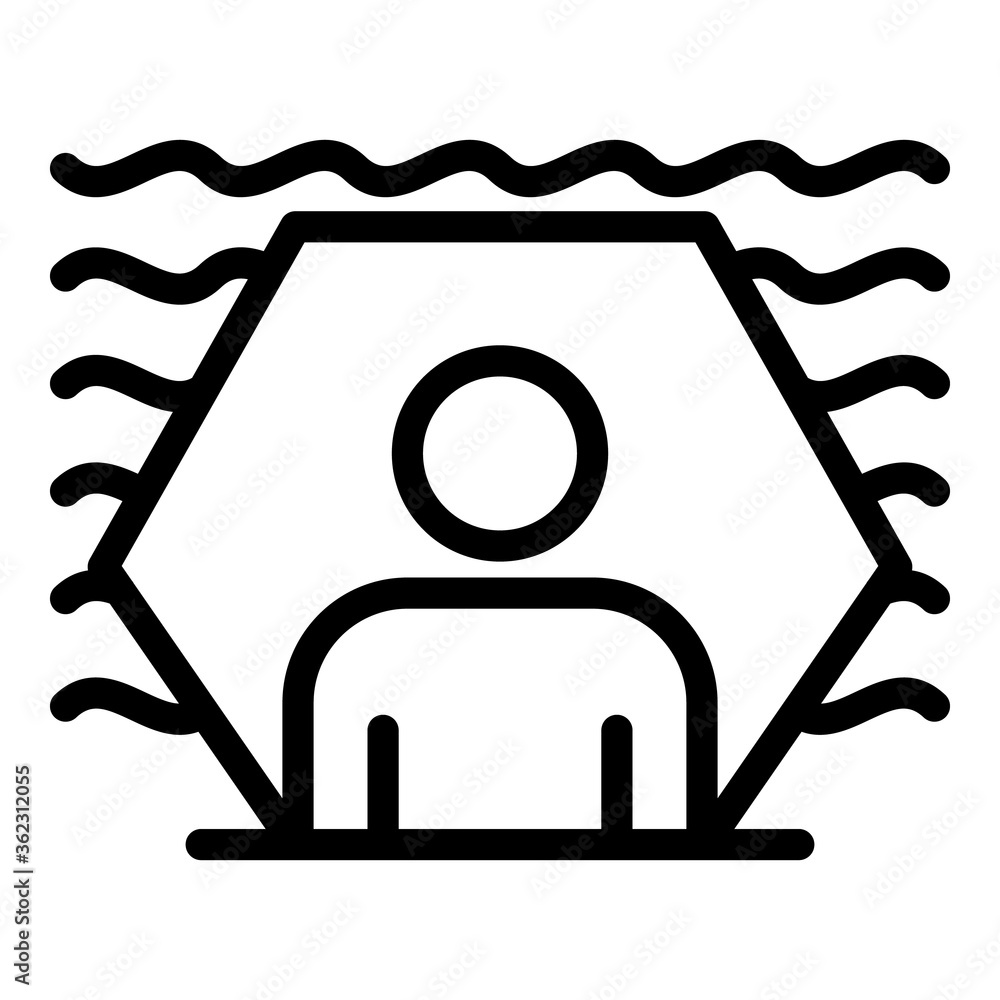 Poster Protected sound man icon. Outline protected sound man vector icon for web design isolated on white background