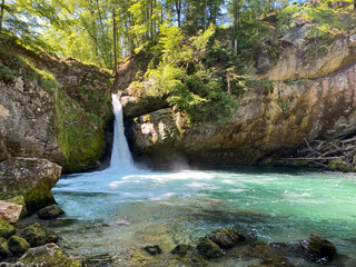 The upper waterfall Giessenfall (Der Obere Giessenfall oder Ober Giessenfall waterfall) on the Thur...