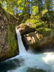 The upper waterfall Giessenfall (Der Obere Giessenfall oder Ober Giessenfall waterfall) on the Thur...