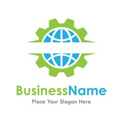 world gear vector logo template. suitable for business, web, industry, technology and art
