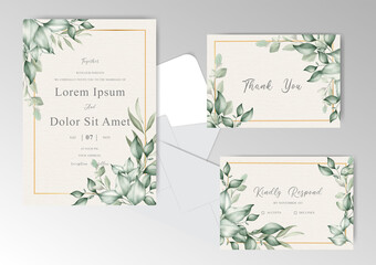 Elegant Wedding Card Set with Greenery Floral